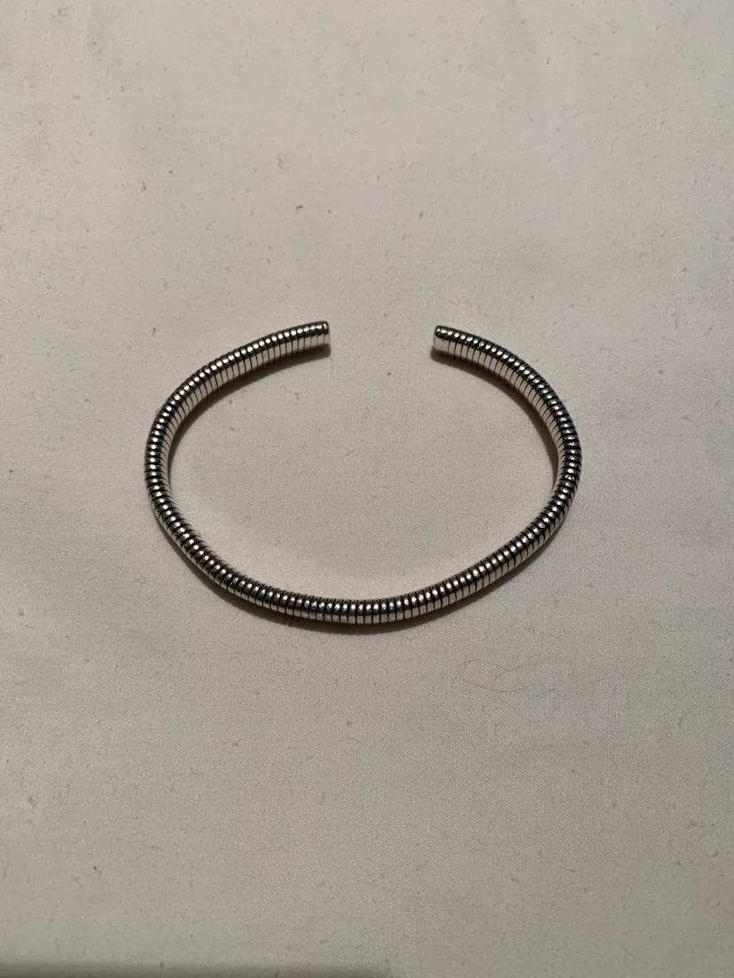 Silver Tone Coil Bangle Bracelet