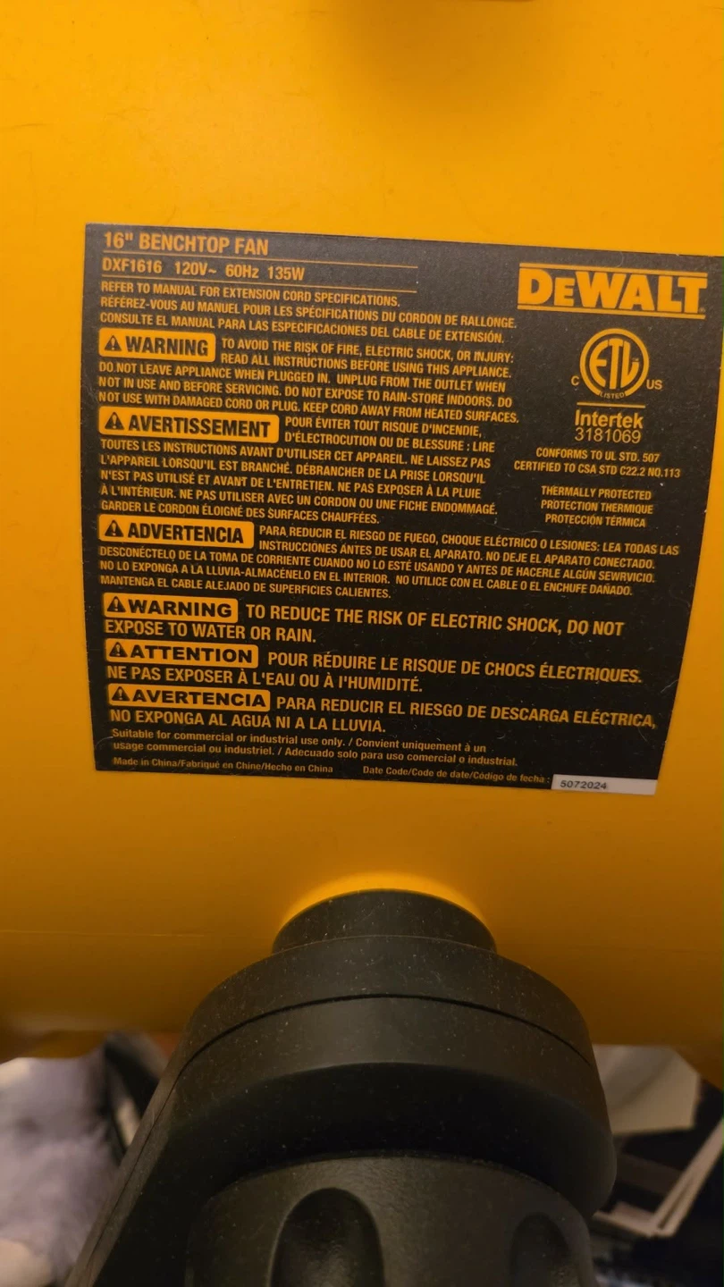 16” DEWALT benchtop fan - photo 2