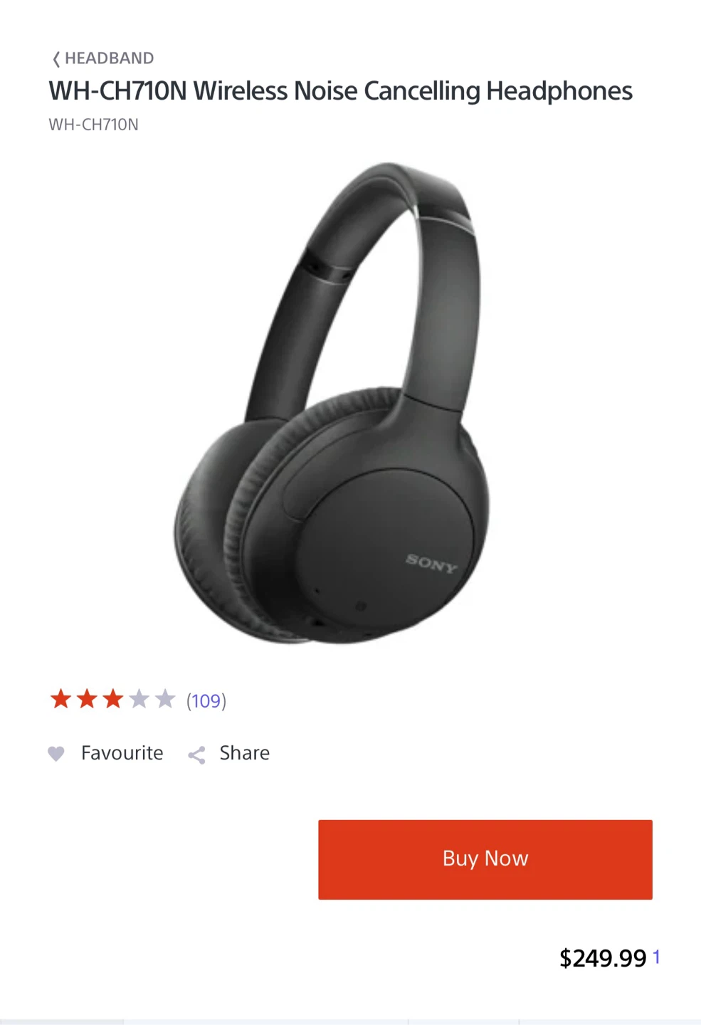Sony WH-CH710N Wireless Noise Cancelling Headphones