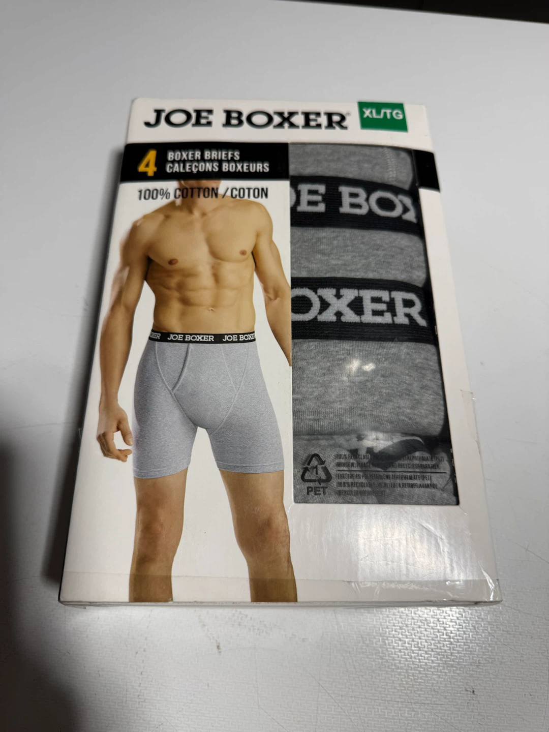 NEW Joe Boxer Men’s 4-Pack 100% Cotton Boxers XL – Open Box