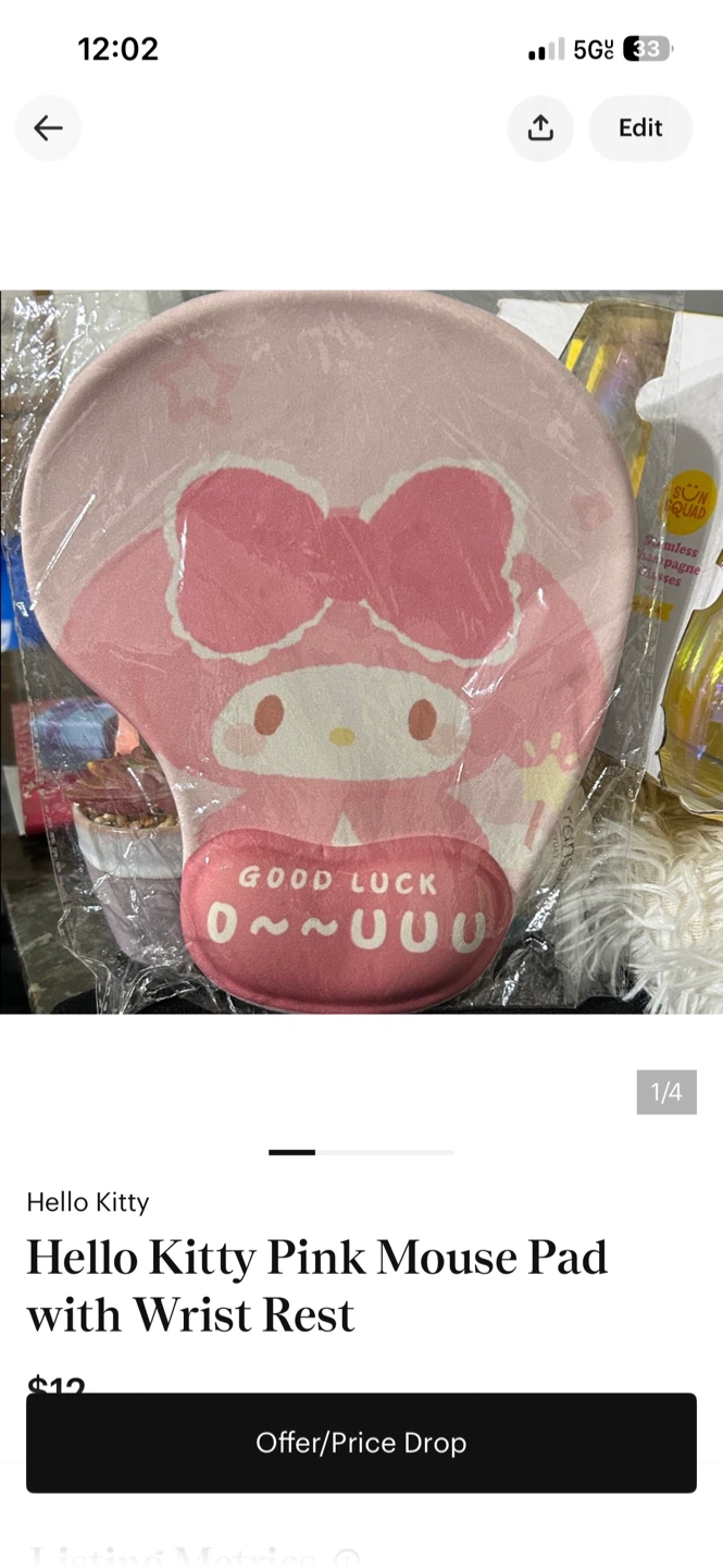 Hello Kitty Pink Mouse Pad with Wrist Rest