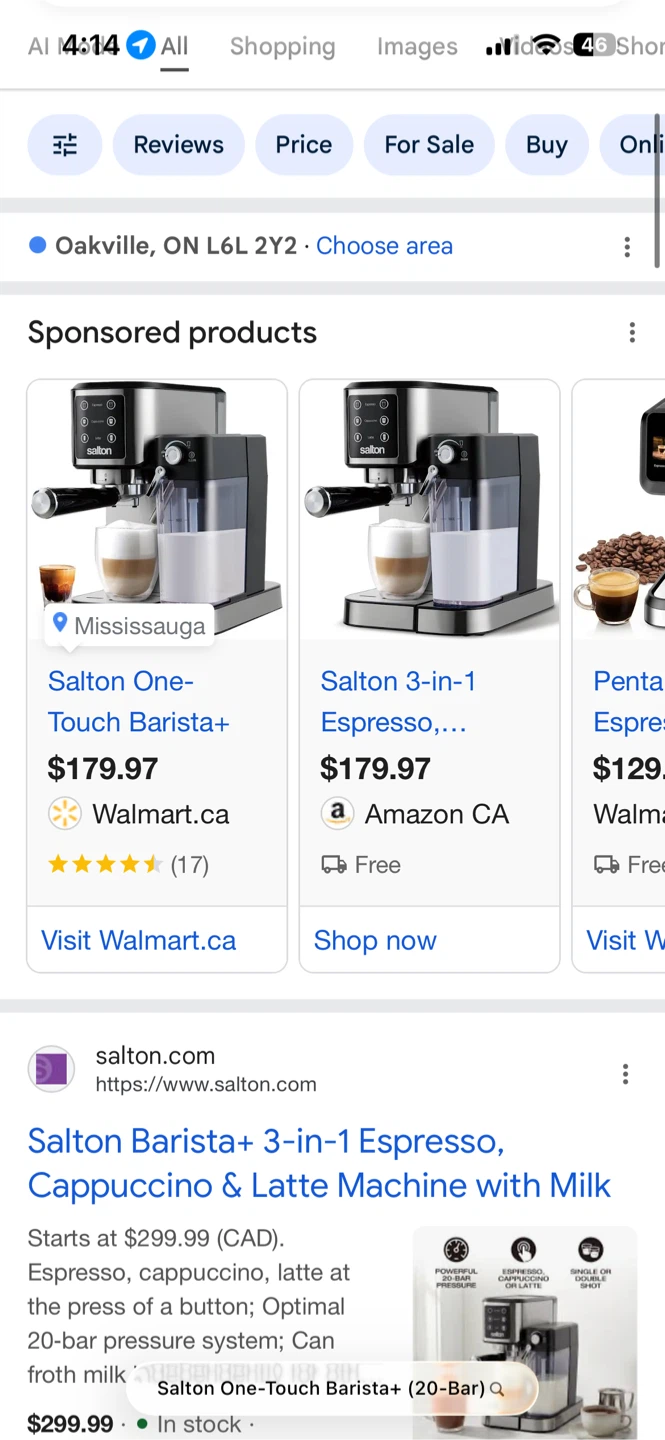 Salton One-Touch Barista+ Espresso Machine - photo 2