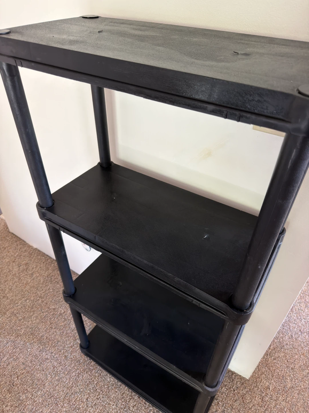 Black Plastic 4-Tier Shelving Unit - photo 2