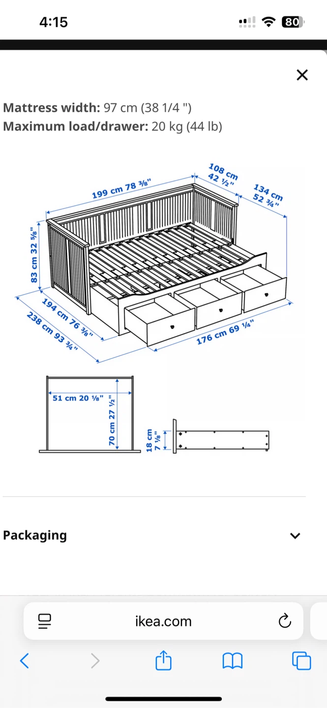 IKEA HEMNES Daybed frame with 3 drawers and one mattress - photo 3