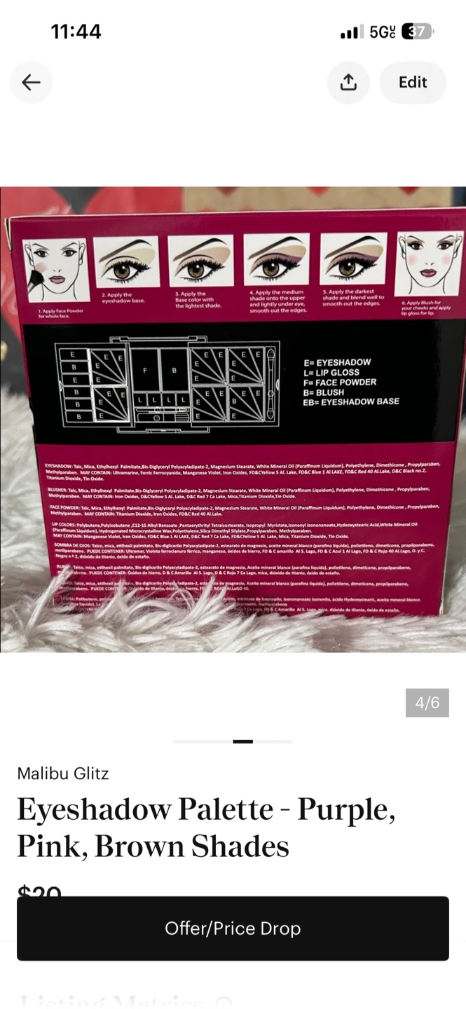 Malibu Glitz Eyeshadow Palette - Purple, Pink, Brown Shades - photo 3