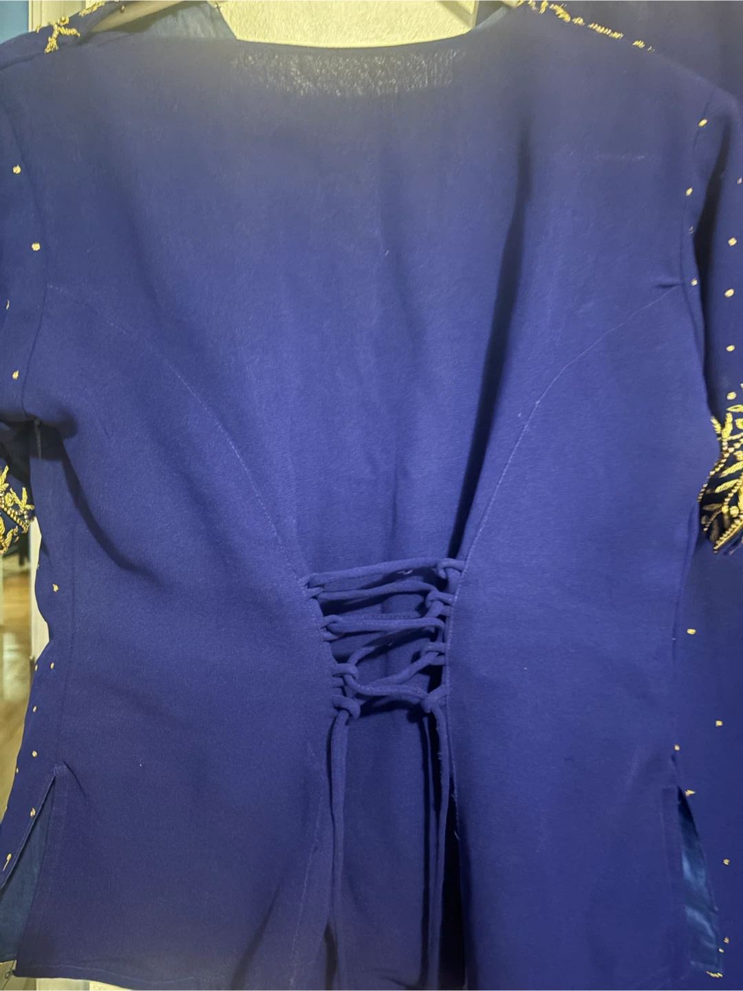 Navy Blue Embroidered Outfit with Skirt - photo 4