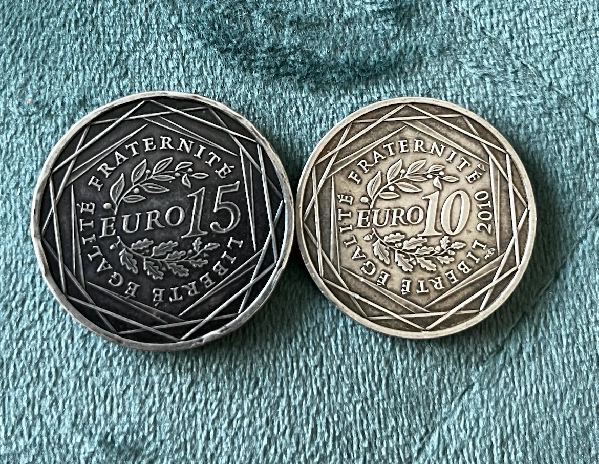 Silver coins Euro 10 and Euro 15 Coins