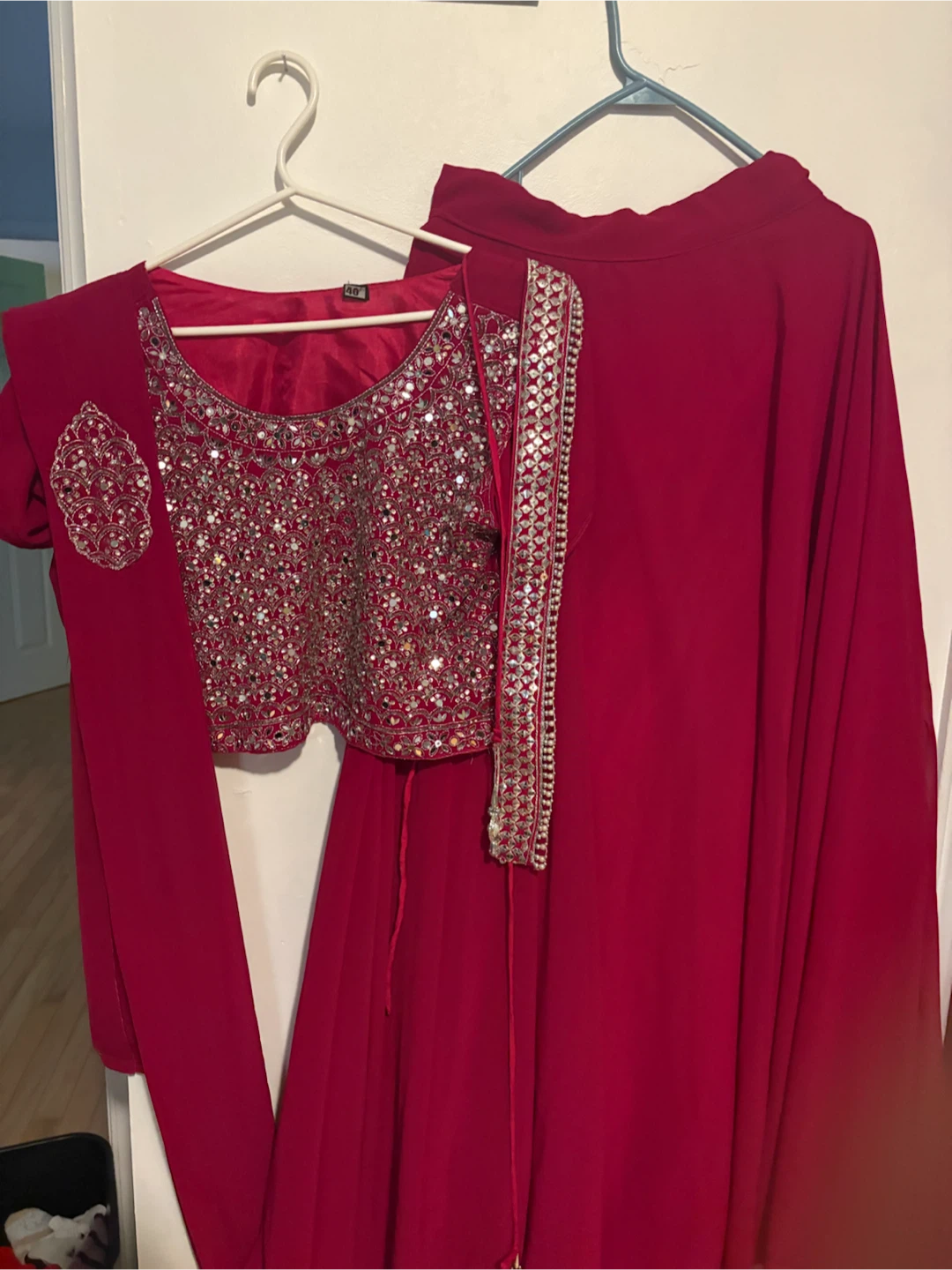 Embellished Pink Kurti Top with Skirt
