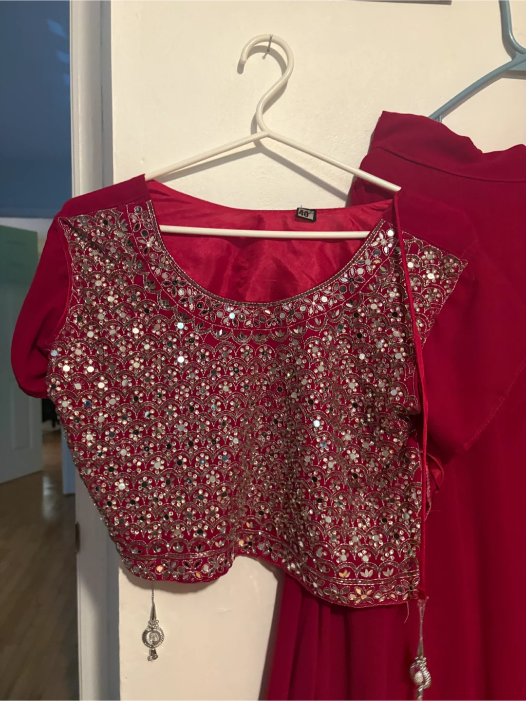 Embellished Pink Kurti Top with Skirt - photo 2