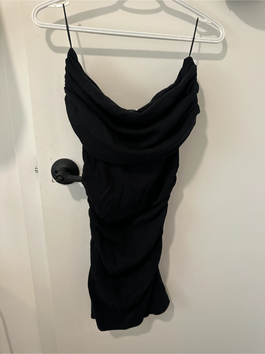 ZARA Black Ruched Ruched Strapless Mini Dress