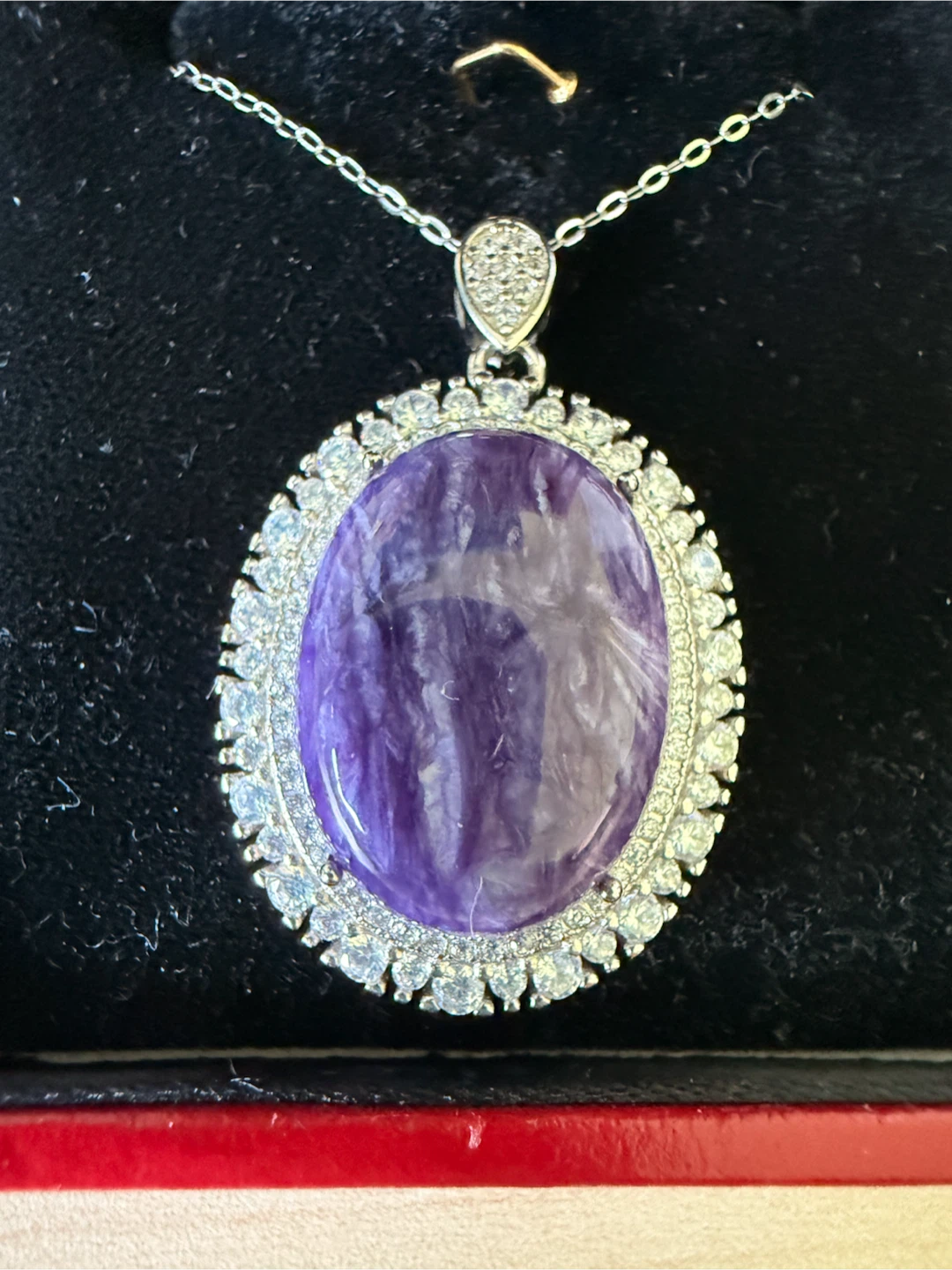 Natural Purple Charoite S925 Silver Pendant
