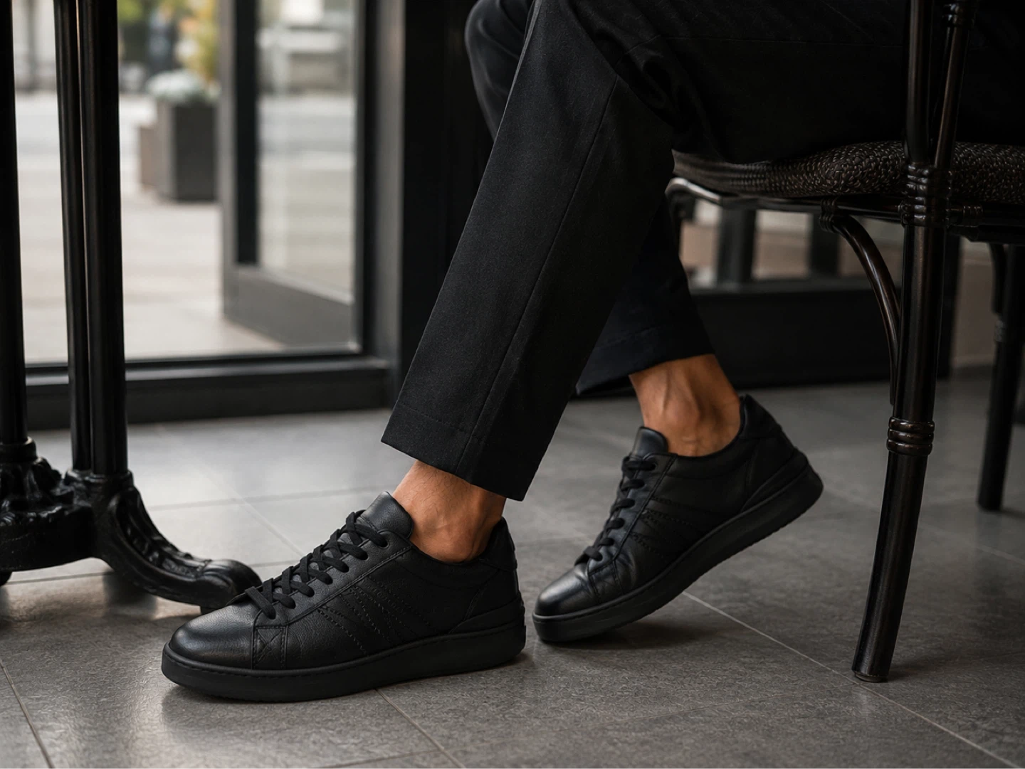 Moncler Black Leather Sneakers