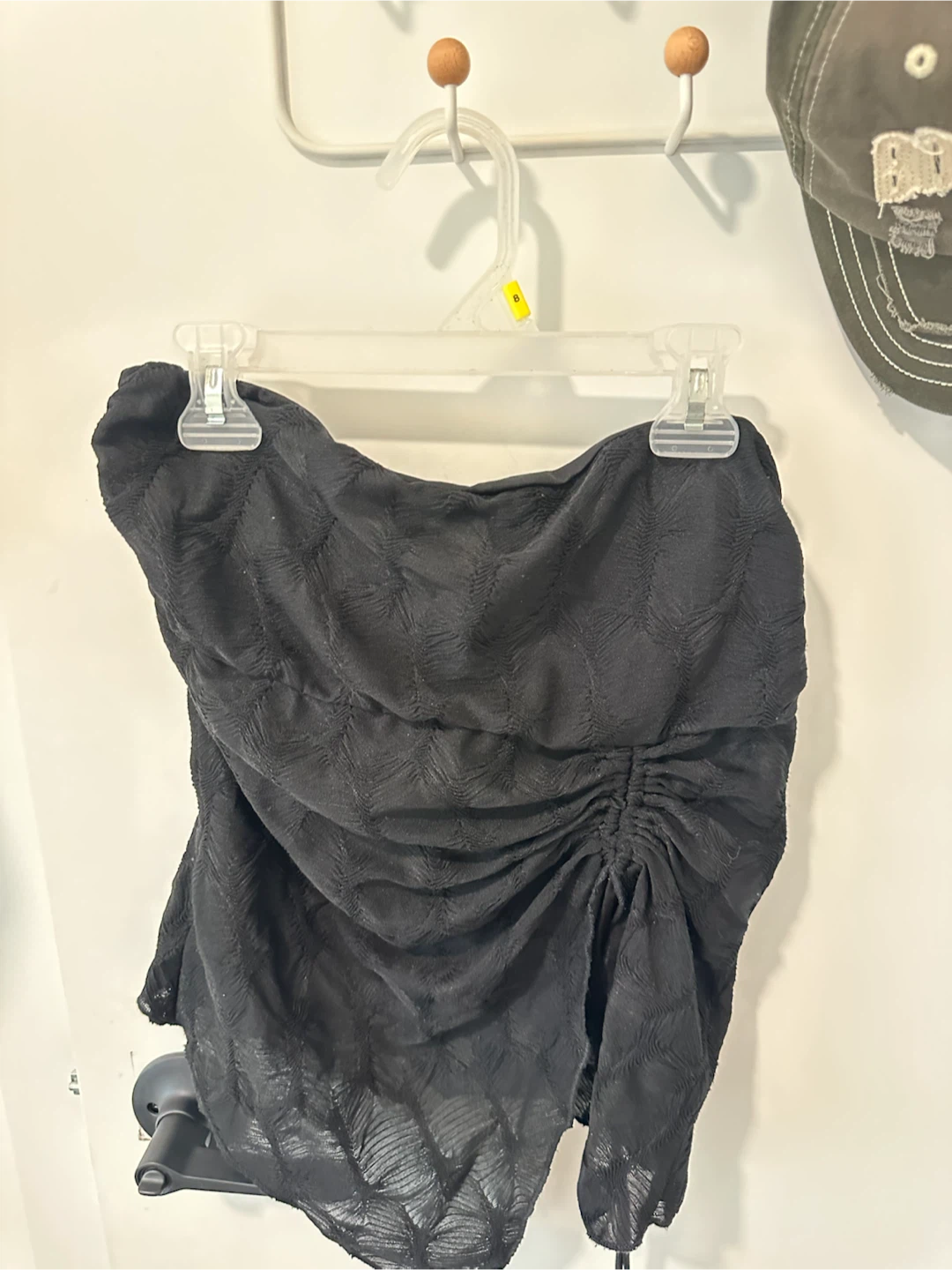 Silence + Noise Black Textured Ruched Top