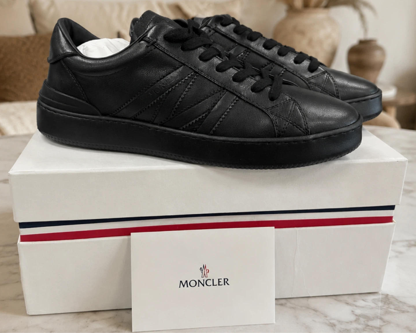 Moncler Black Leather Sneakers - photo 3