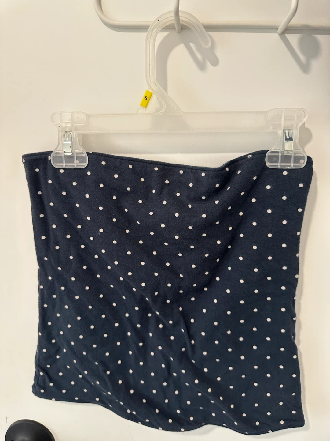 Hollister Navy Blue Tube Top with White Polka Dots