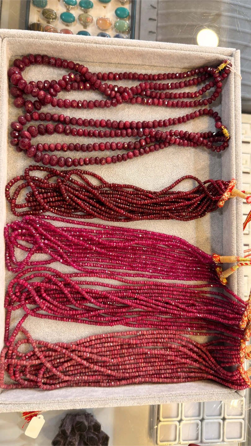 Multi-Strand Ruby Bead Necklace