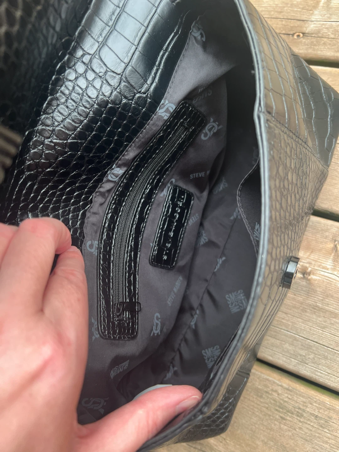Steve Madden Black Faux Croc Shoulder Bag - photo 3