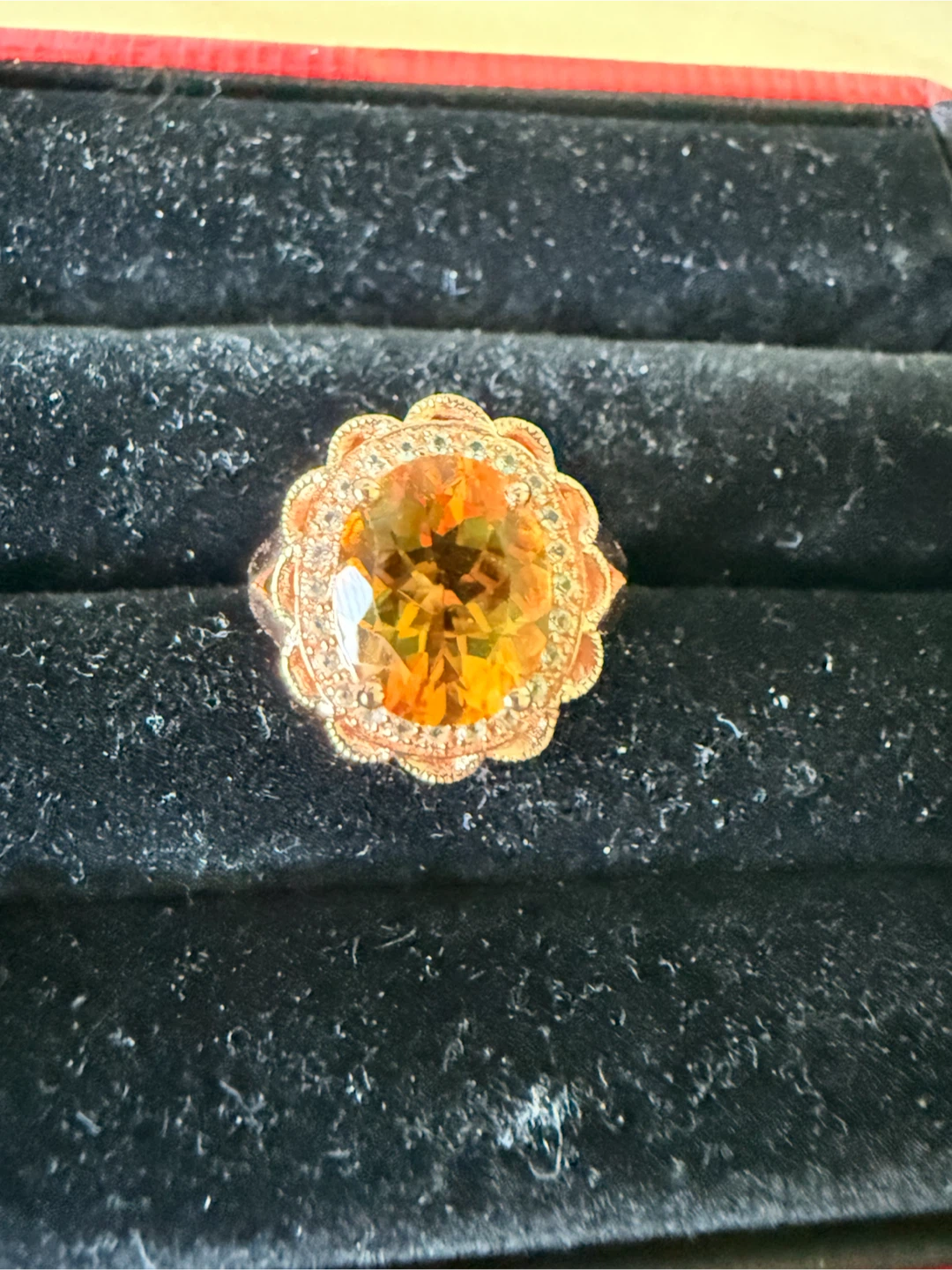 Natural Citrine Crystal S925 Silver Ring