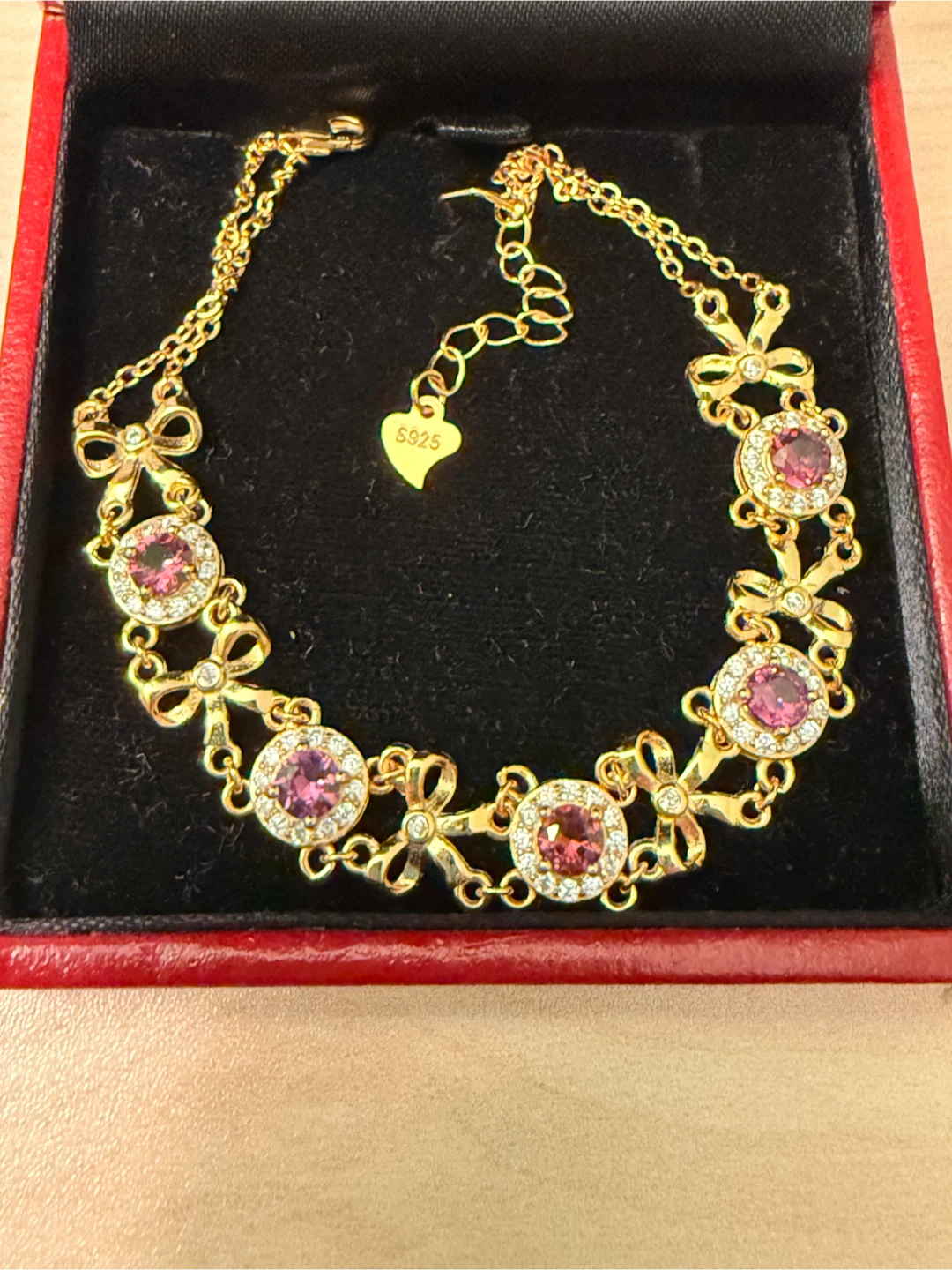 Rhodolite Garnet S925 Yellow Gold Bracelet