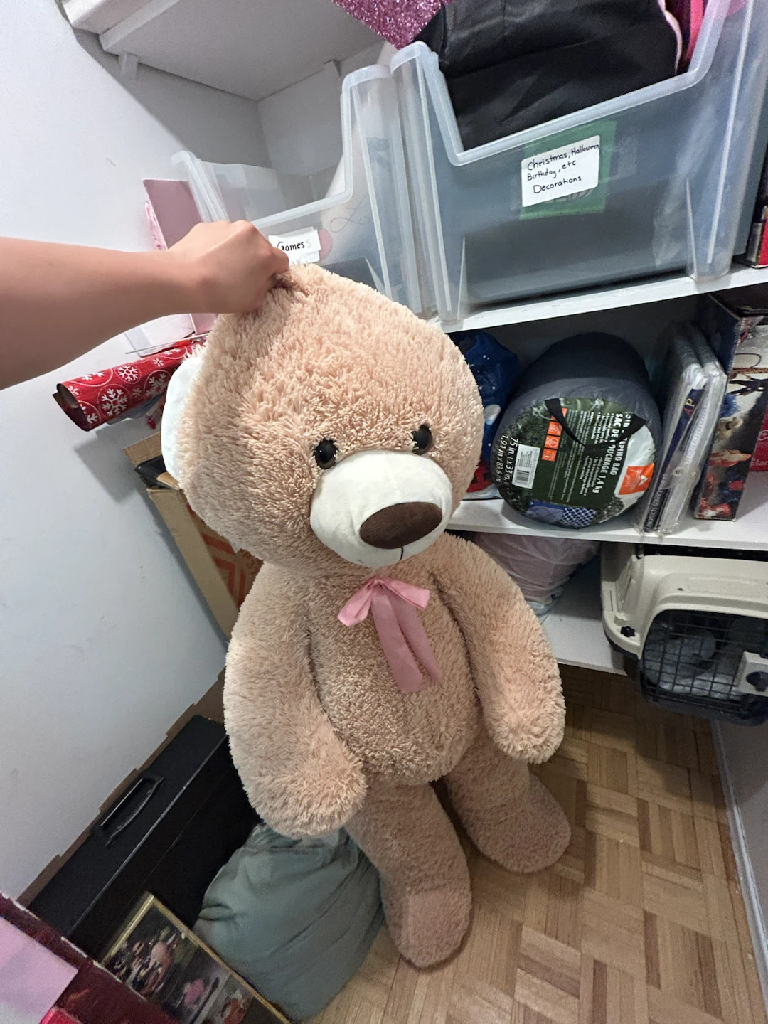 Large Plush Teddy Bear with Pink Bow - photo 2