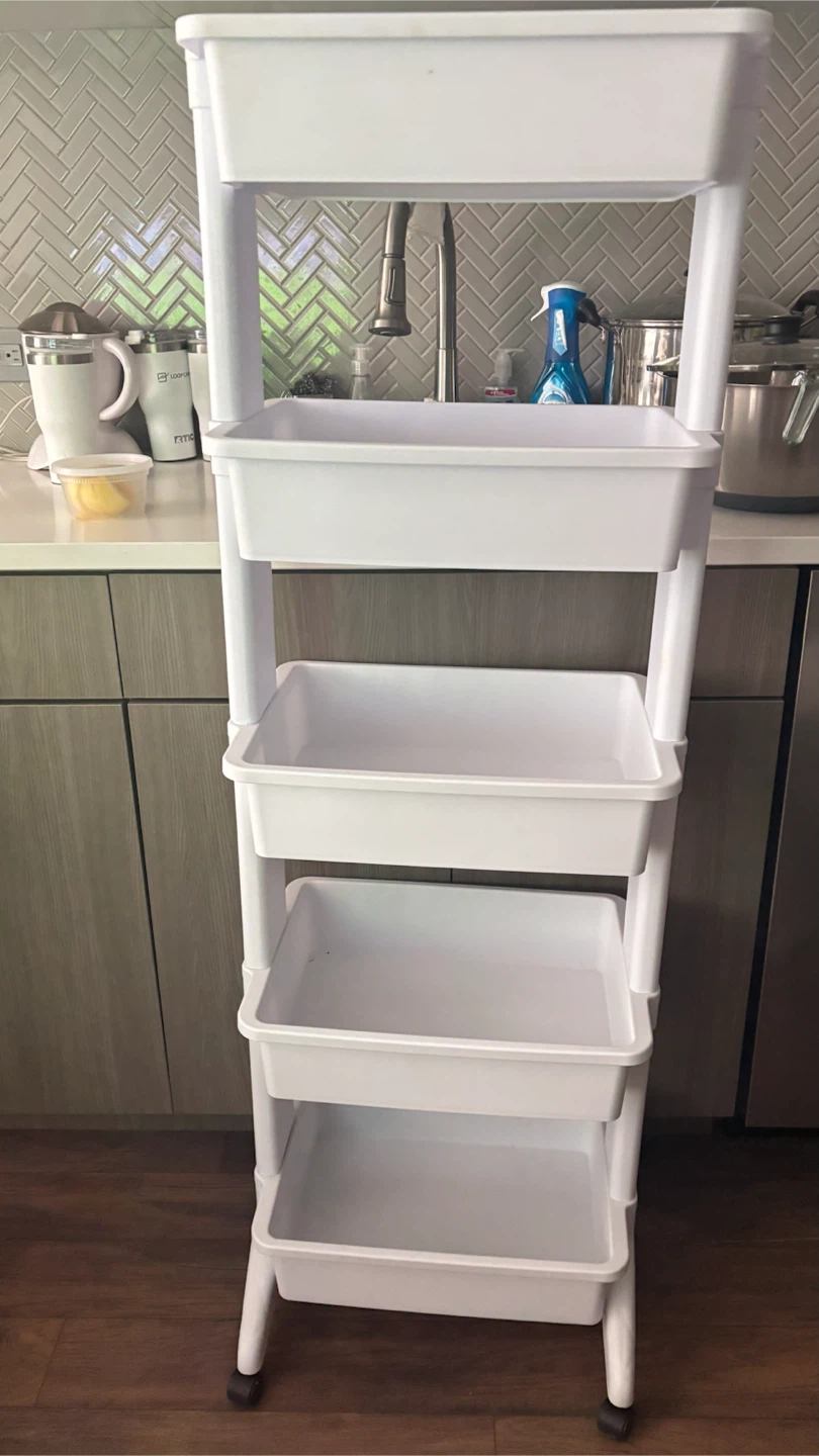 White 5-Tier Rolling Storage Cart