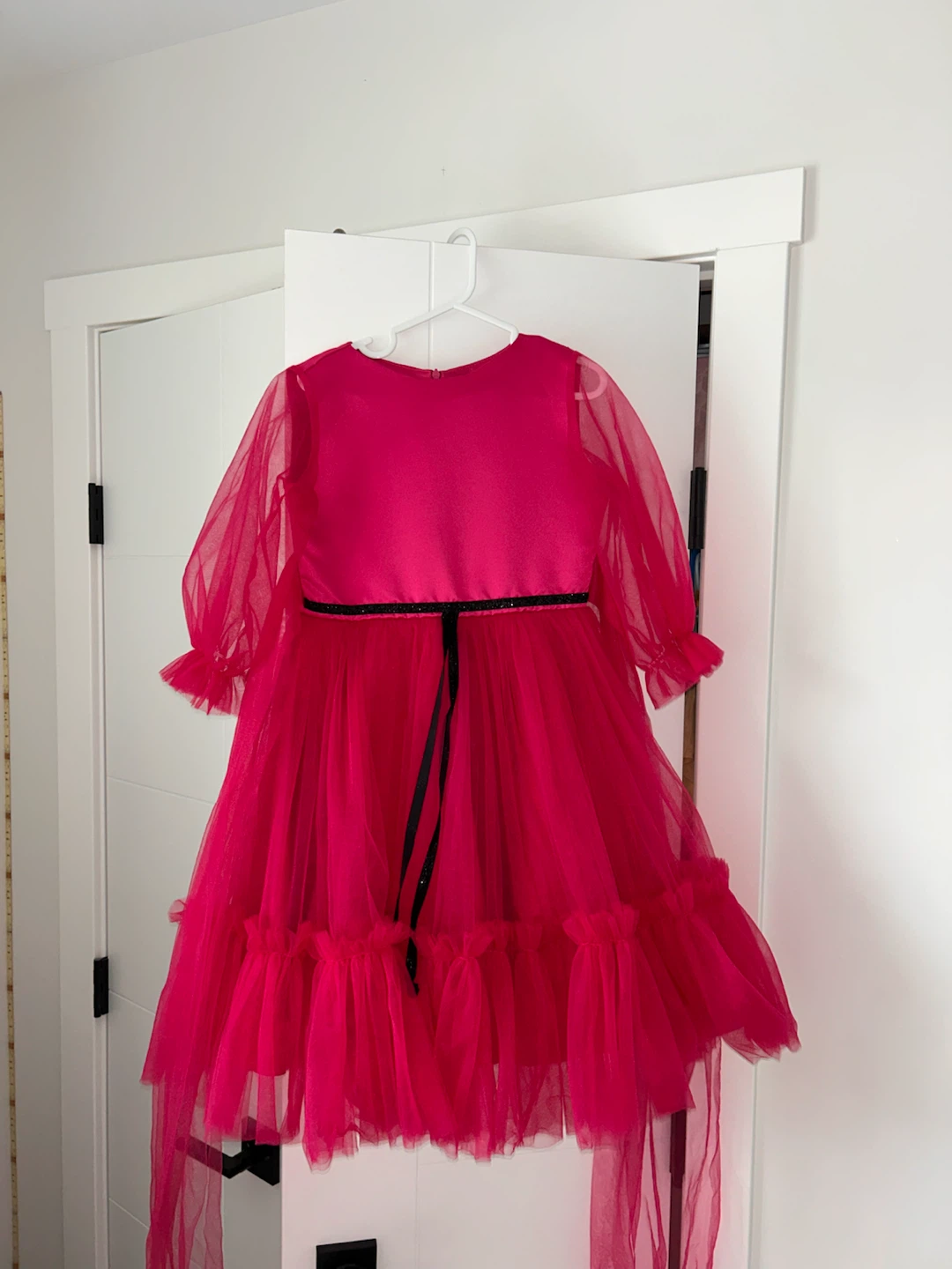 Girls Hot Pink Tulle Dress with Bow