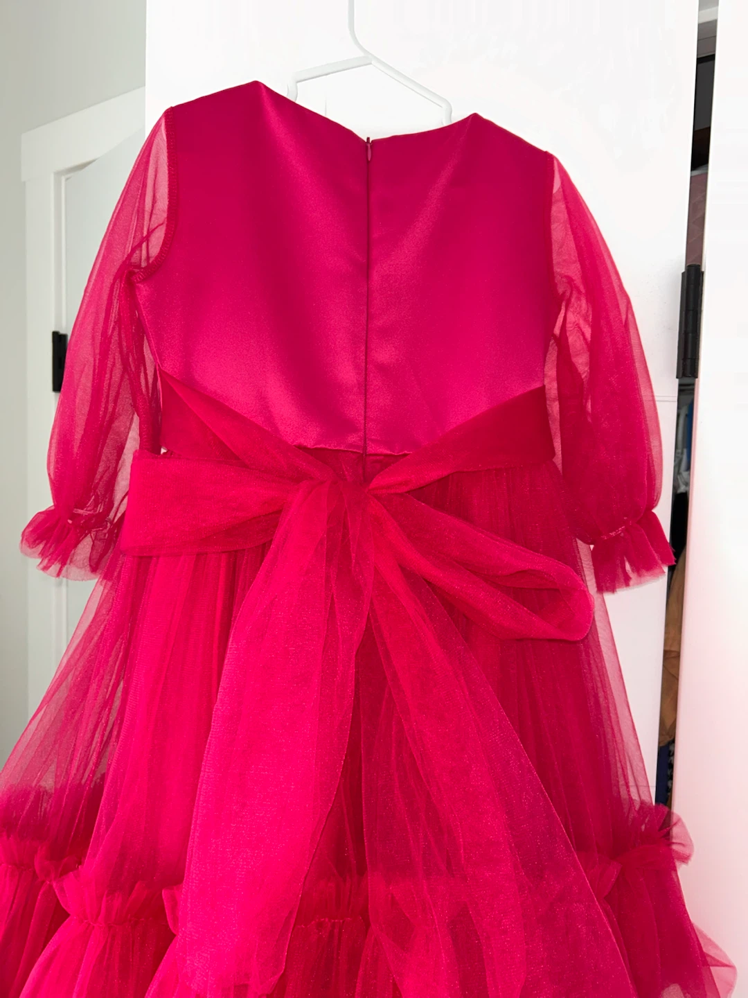 Girls Hot Pink Tulle Dress with Bow - photo 2