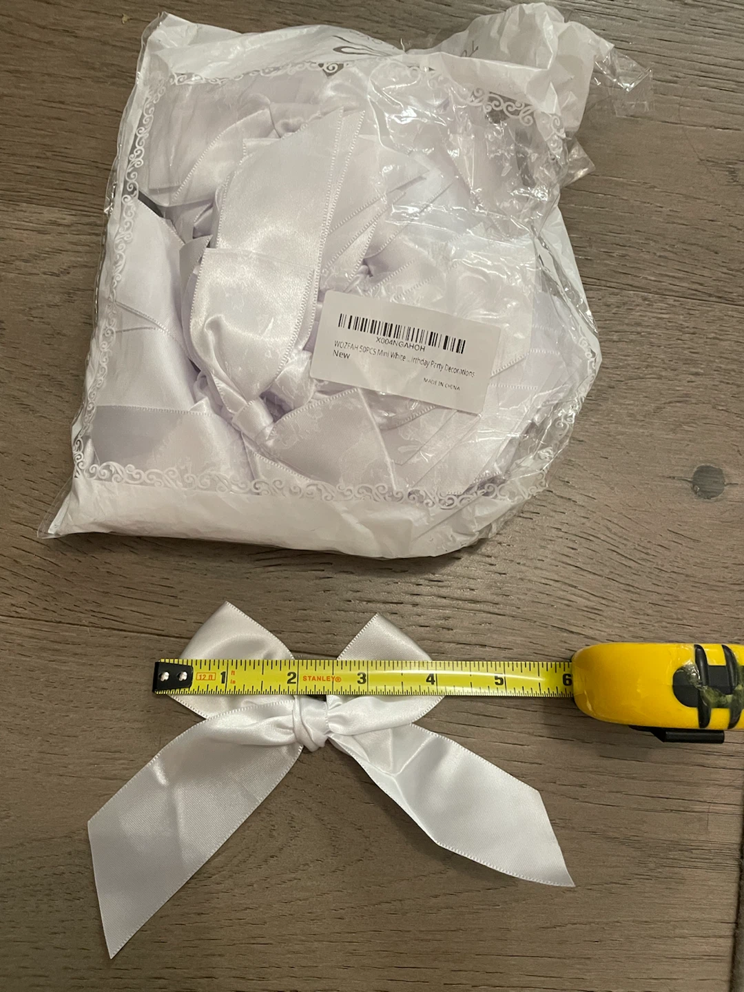 NEW! White Mini Ribbon Bows - 50 Pcs