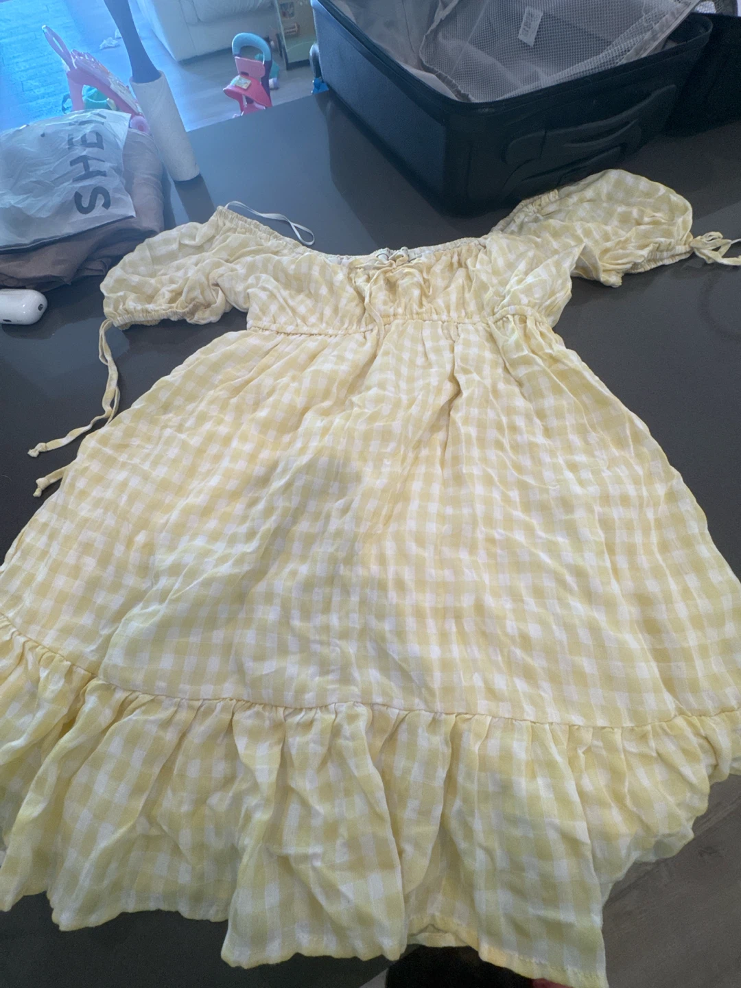 Yellow Gingham Puff Sleeve Top - photo 3
