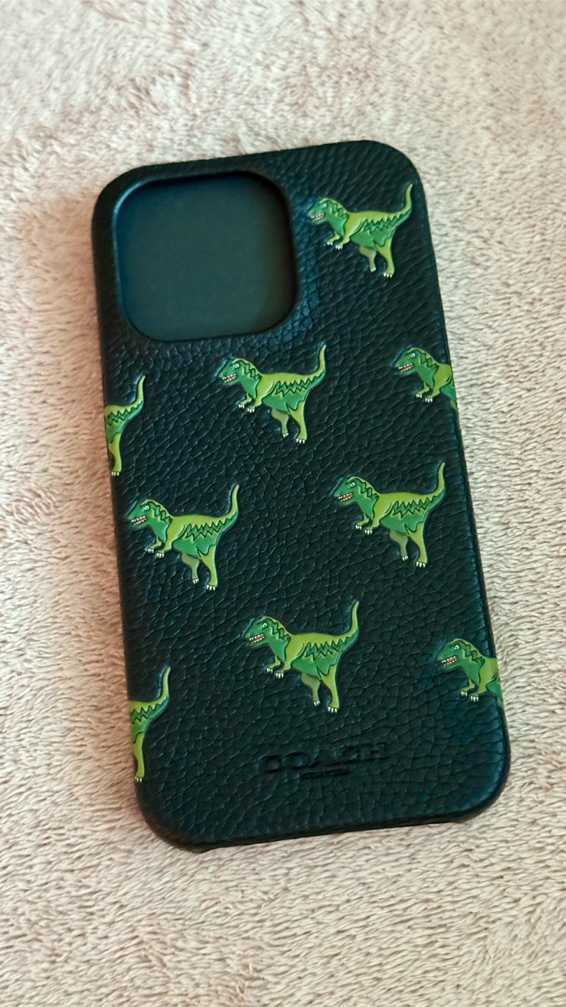 New Leather IPhone 16 Case Coach (Authentic) Dinosaur Print