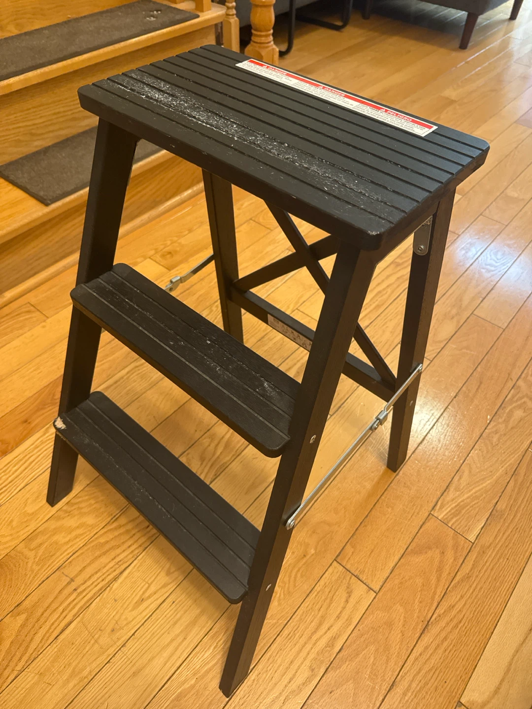 Black 3-Step Folding Step Stool