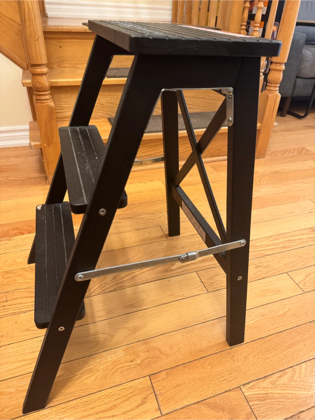 Black 3-Step Folding Step Stool - photo 3