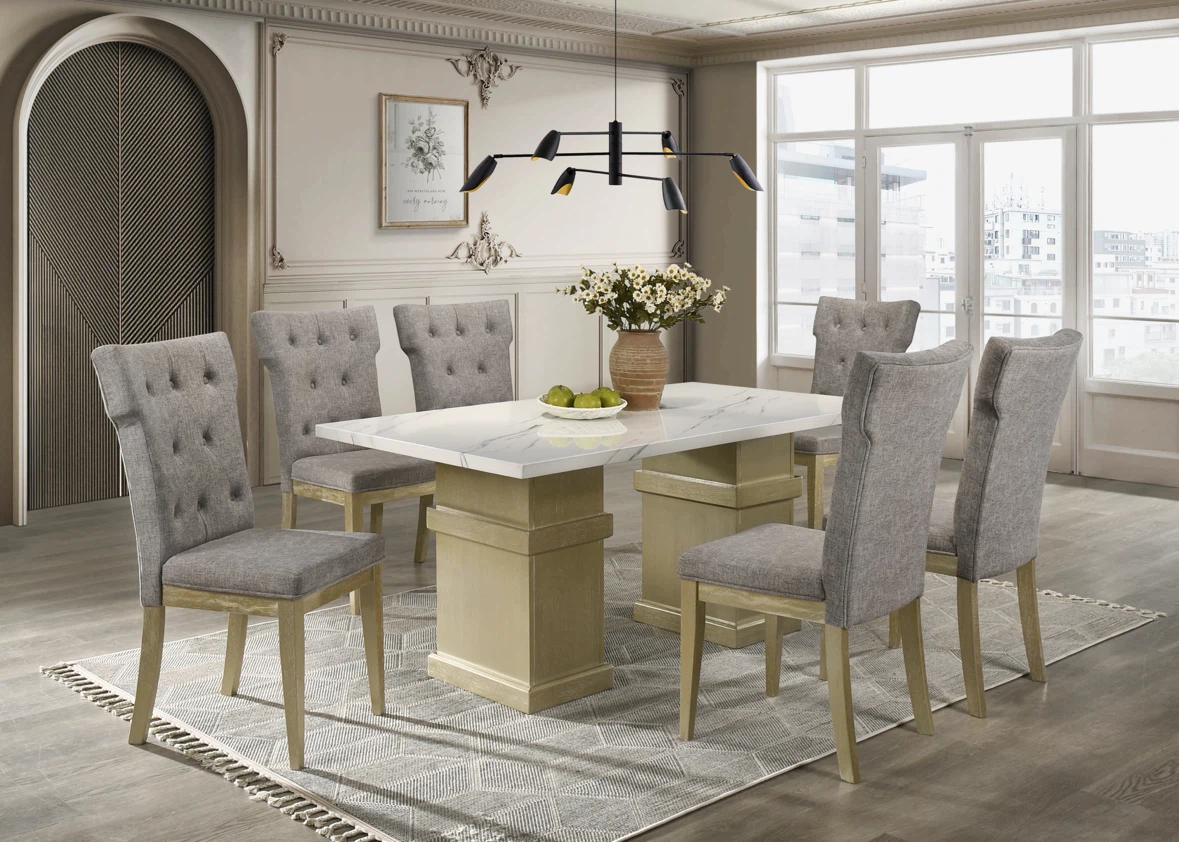 Tufted Upholstered Dining Chairs (Set of 6)