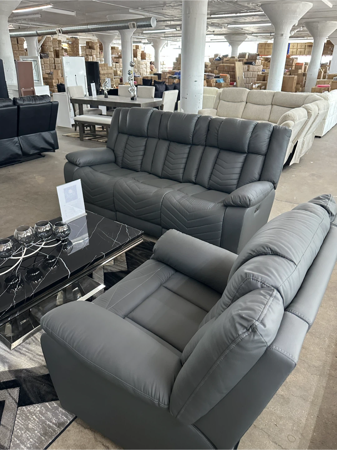 Gray Power Reclining Loveseat with Cup Holders - photo 2