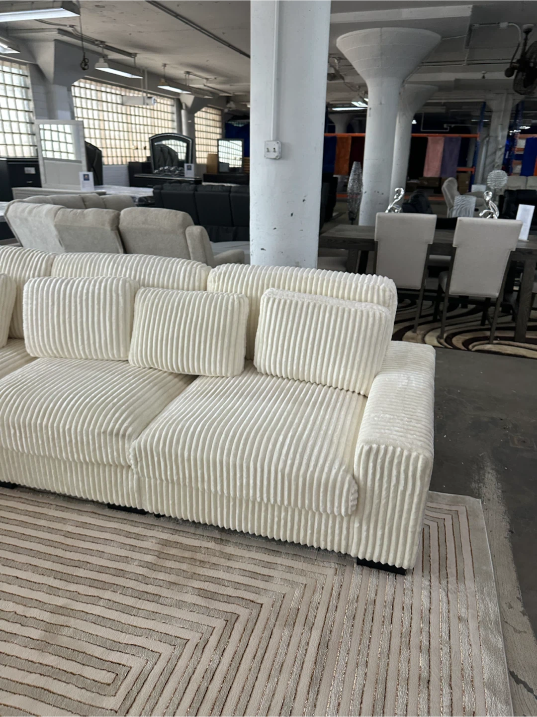 Large Sectional Sofa - Cream Corduroy - photo 2