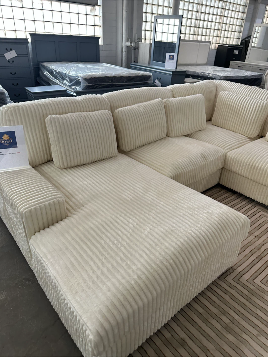 Large Sectional Sofa - Cream Corduroy - photo 3