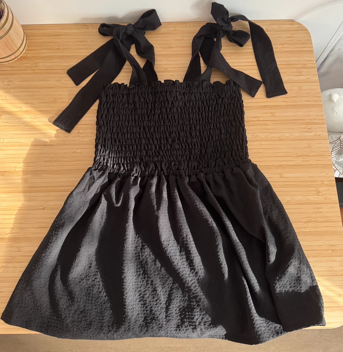 Black Tank Top with Adjustable Tie Straps Dress
