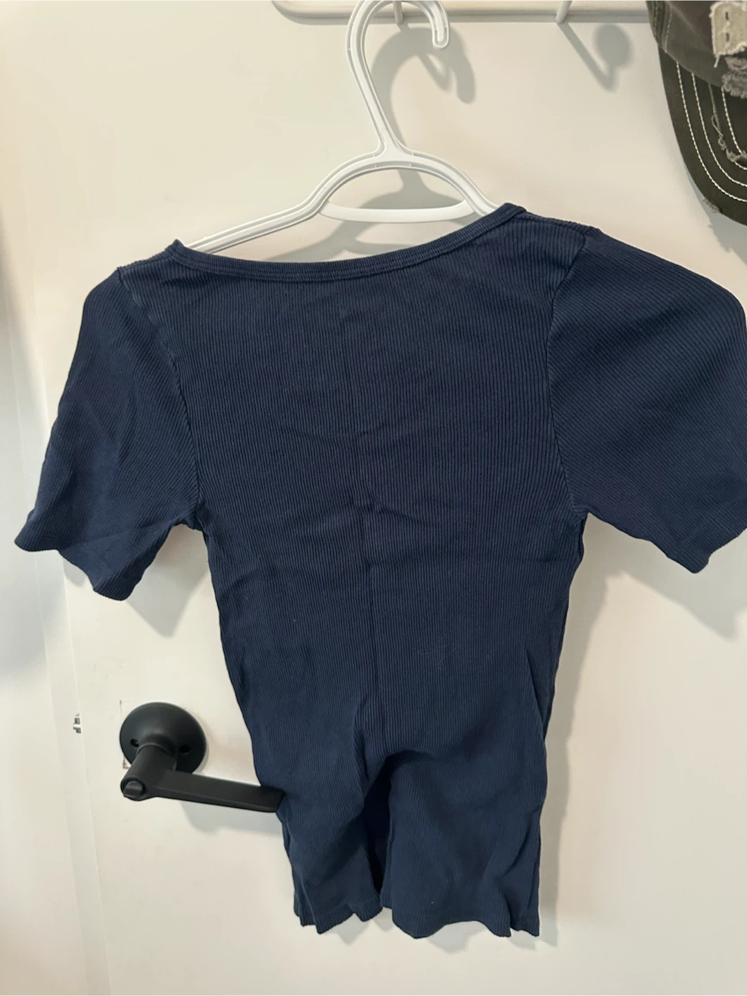 brandy melville Navy Blue Ribbed Henley Top - photo 2