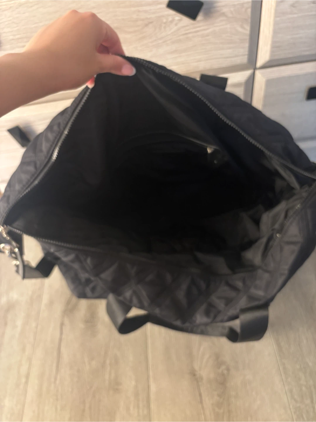 Black Quilted Duffel Bag-Steve Madden