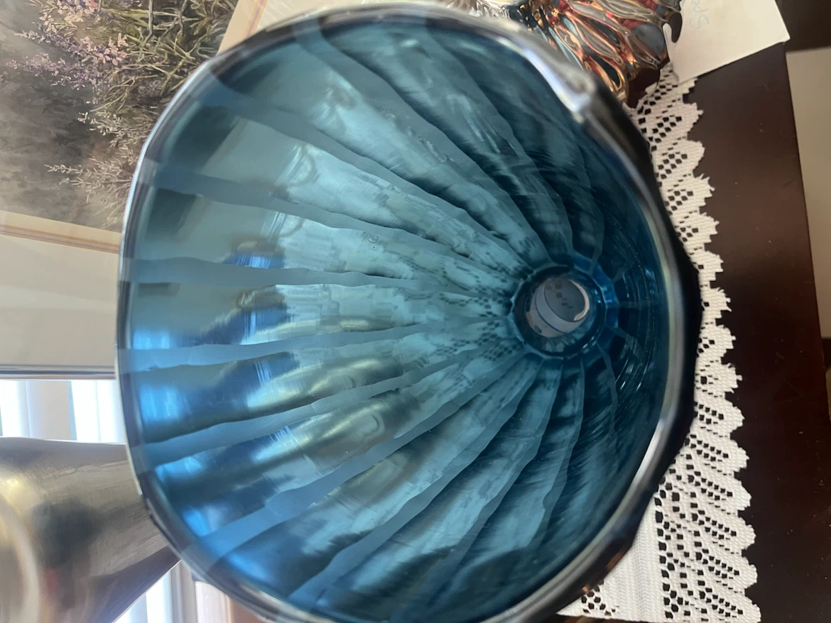 Heavy Blue Glass Vase, 11 inches tall - photo 5