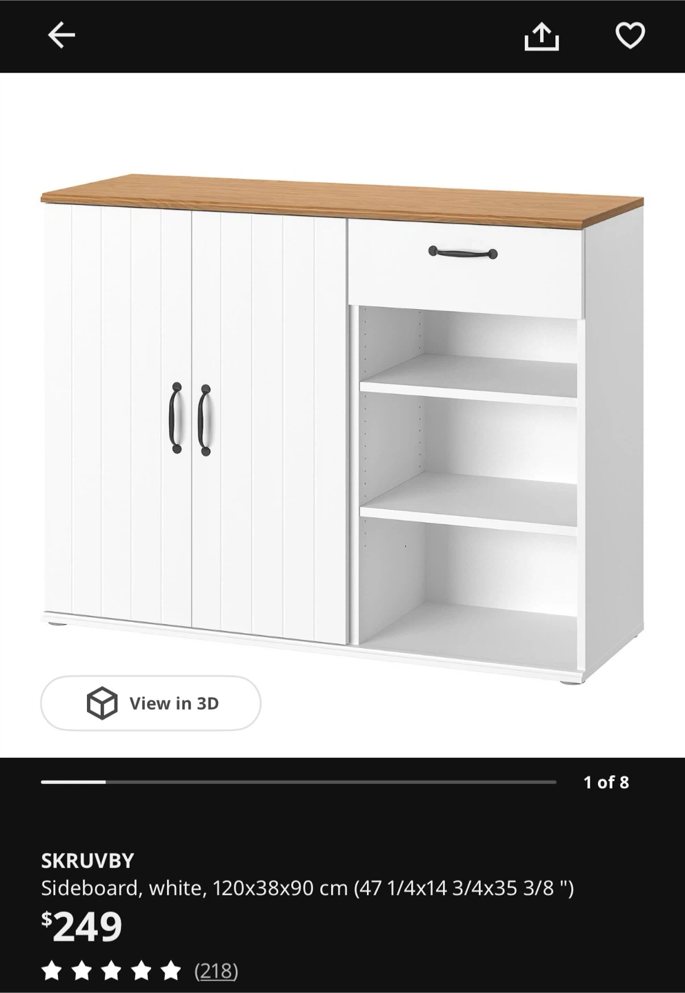 IKEA SKRUVBY Sideboard - White/Oak