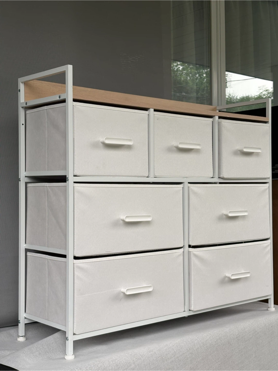 Shogmics White Fabric Drawer Dresser