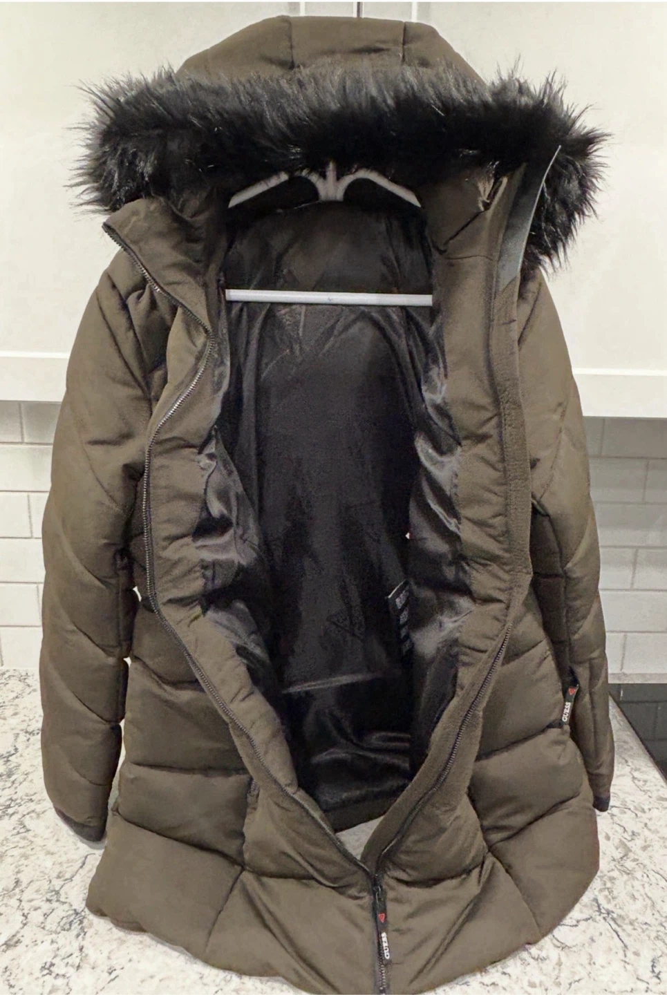 Women’s Guess Olive Green Winter Puffer Coat (Size XL) - photo 3
