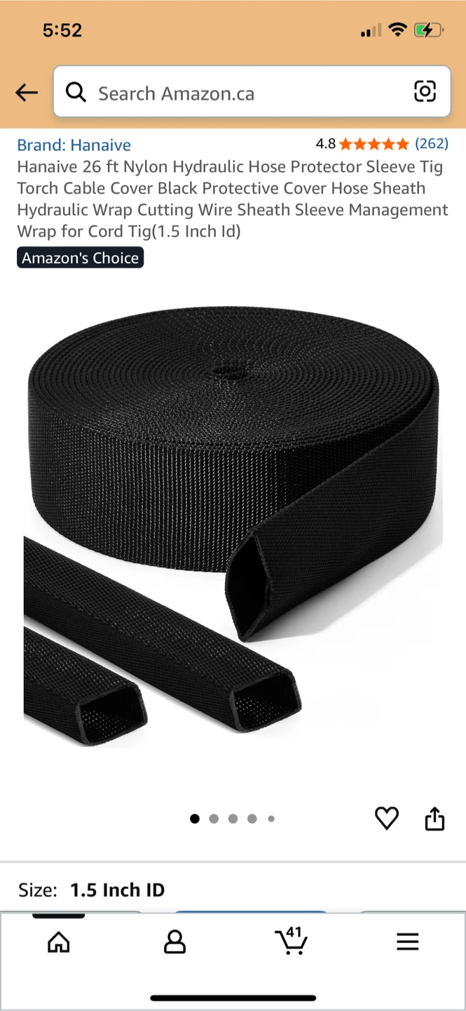 26 ft Nylon Hydraulic Hose Protector Sleeve - 1.5 Inch ID