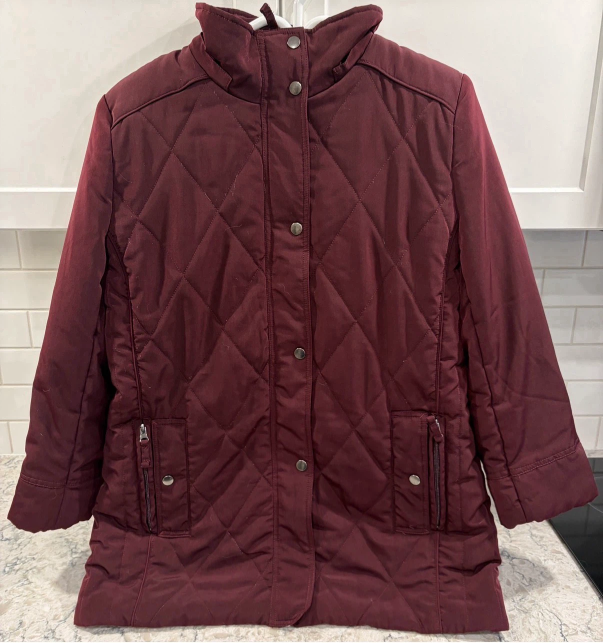 Women’s George Classics Burgundy Quilted Winter Jacket ( Size L)
