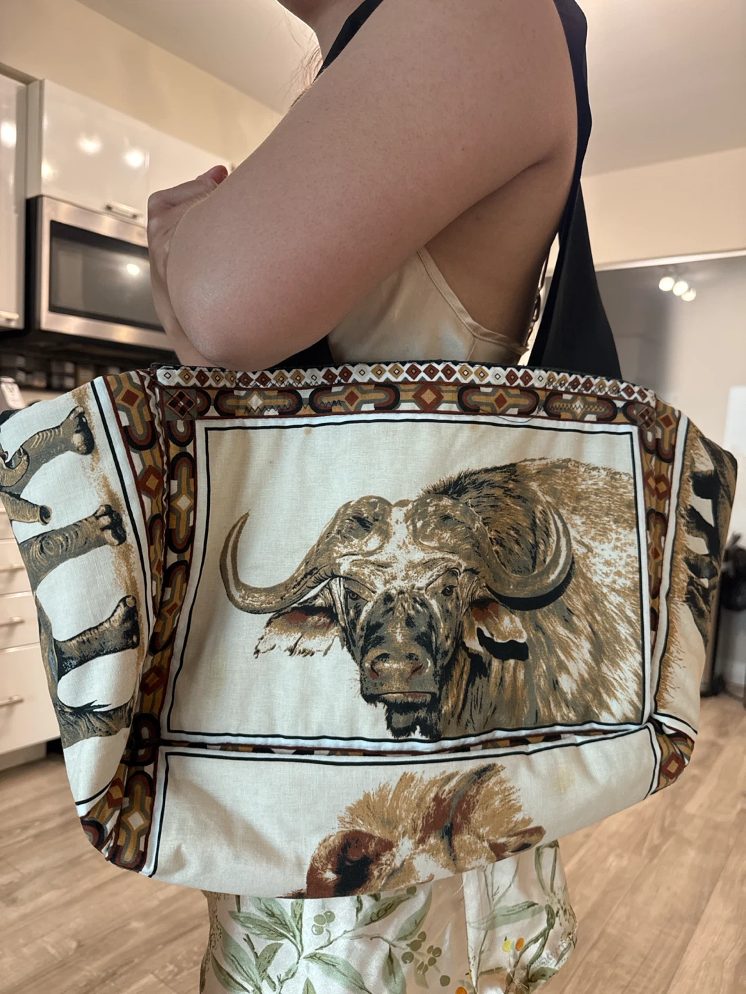 Tote Bag with African Wildlife Print
