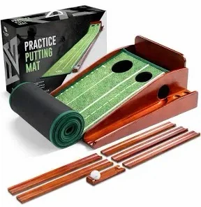 Practice Putting Mat with Indoor Golf Accessories