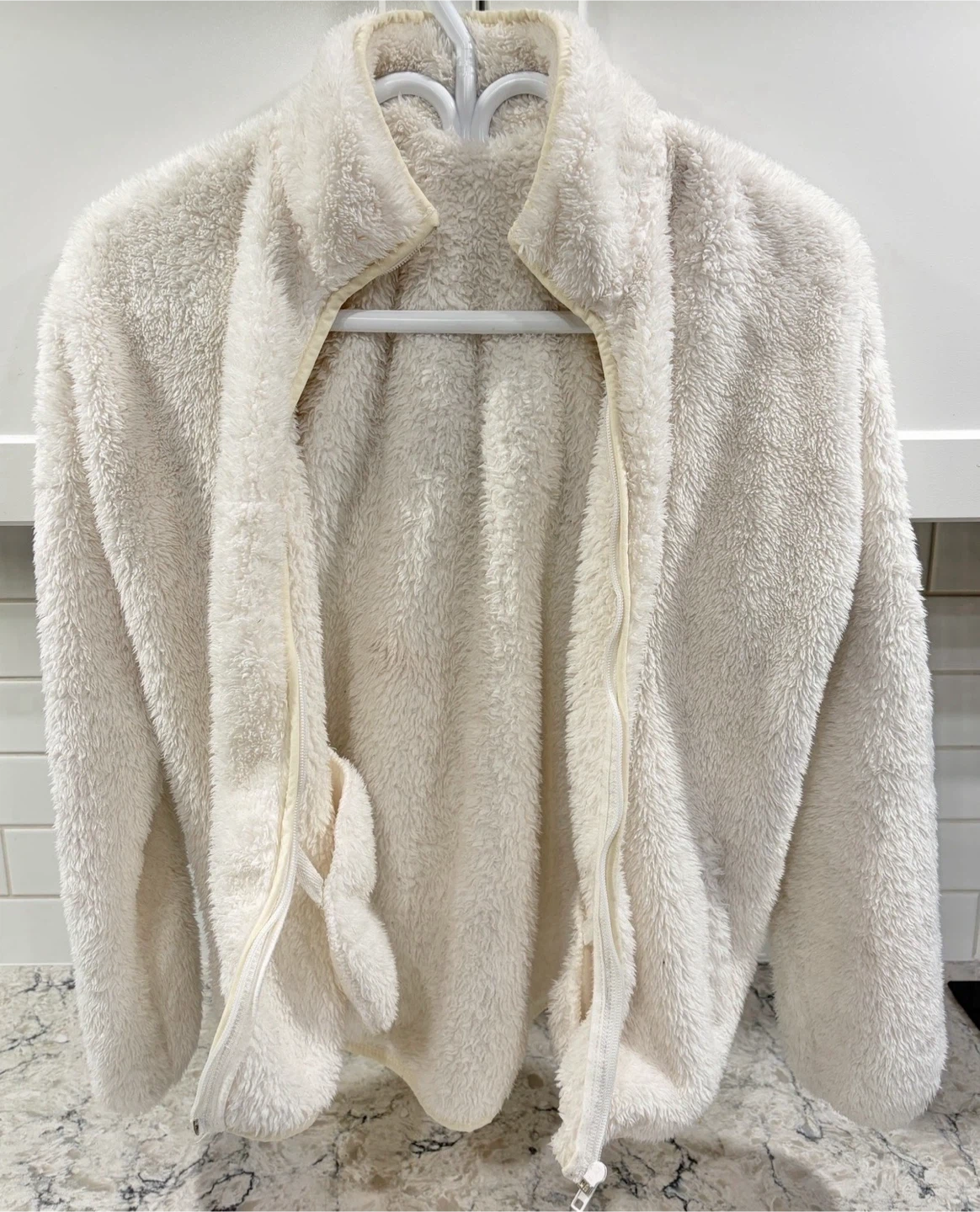 Fuzzy Womens Jacket - Cream/White (Forever 21) (Size S) - photo 3