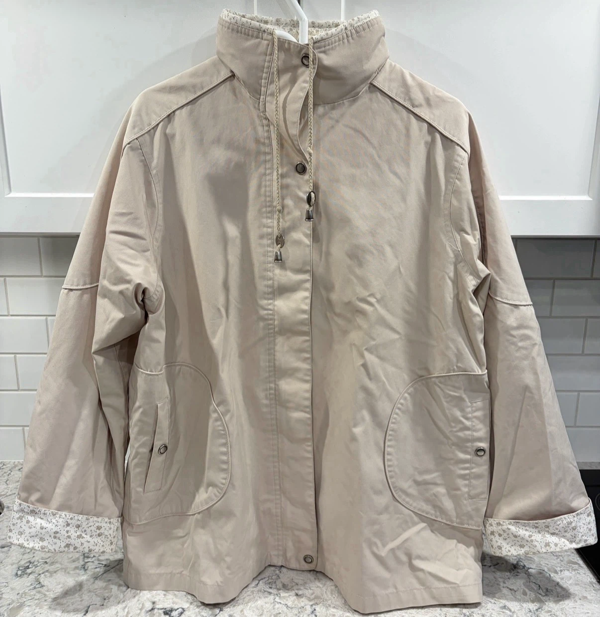 Womens Alpin Blair Beige Floral Lined Hooded Raincoat