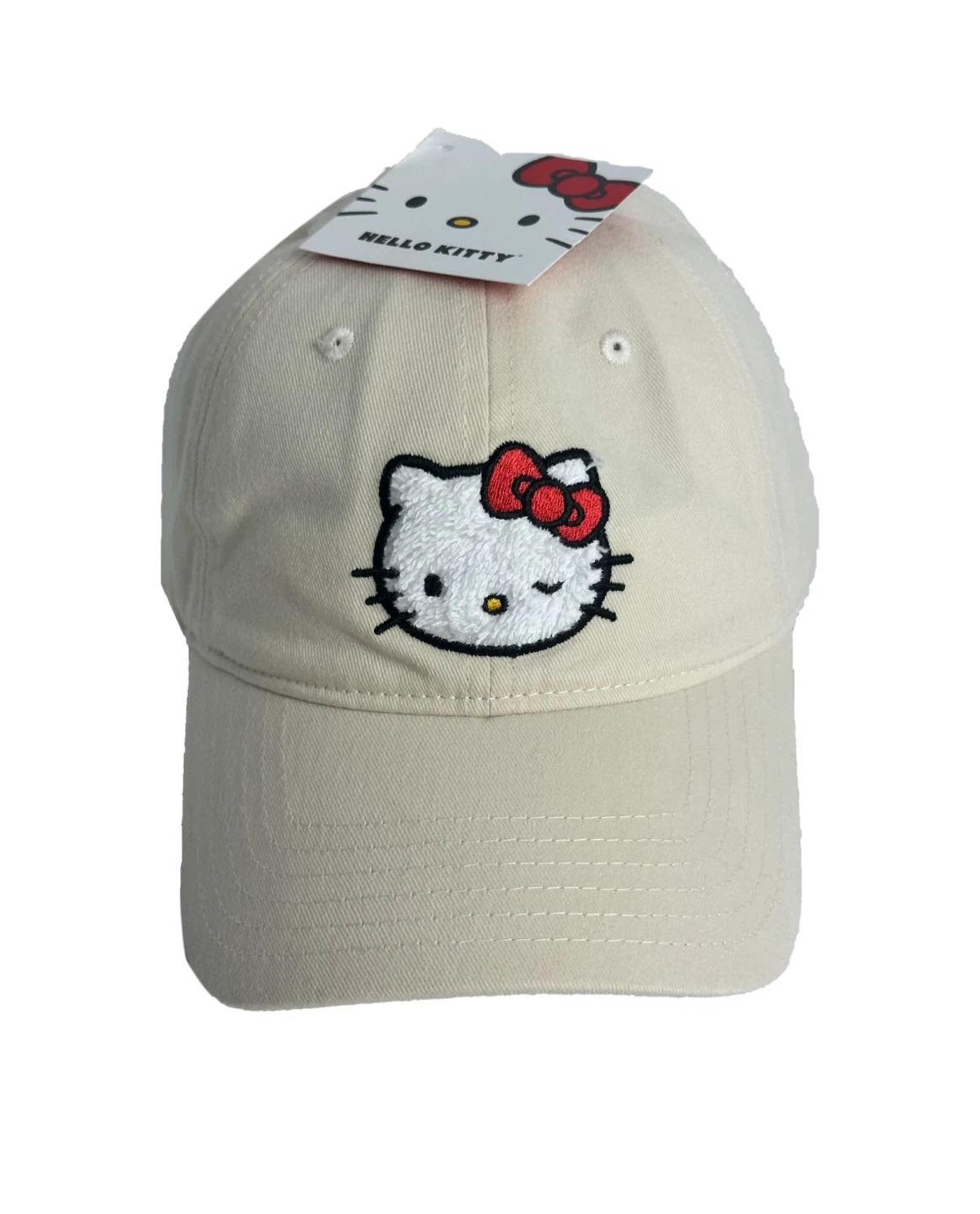 Hello Kitty Hat Women’s Off-White, Embroidered Adjustable NEW